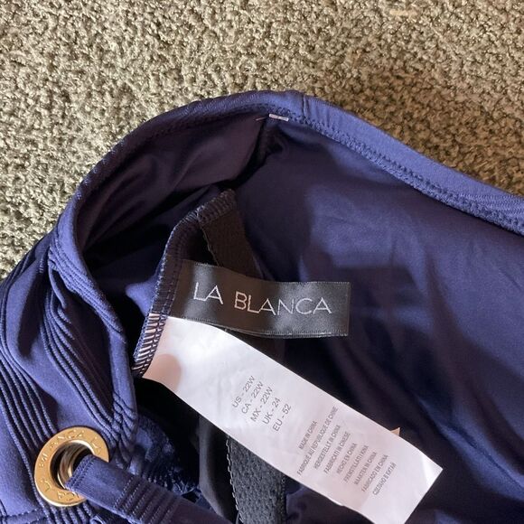 La Blanca Linea Costa Navy Blue One Shoulder One Piece Plus Size Swimsuit 22W - Picture 5 of 6